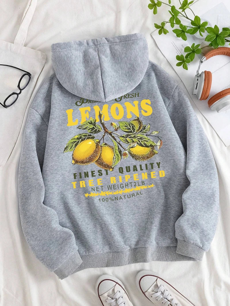 Lemon Unisex Hættetrøje – Hoodie med Citronprint og Tekst
