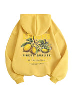 Unisex Hoodie Citron Print Afslappet Pasform Blød Bomuld | Zenvy