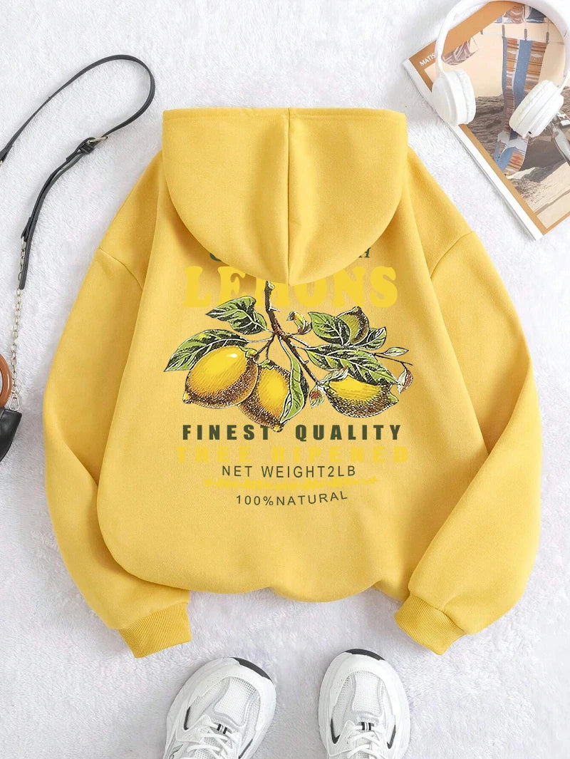 Lemon Unisex Hættetrøje – Hoodie med Citronprint og Tekst