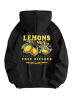 Unisex Hoodie Citron Print Afslappet Pasform Blød Bomuld | Zenvy
