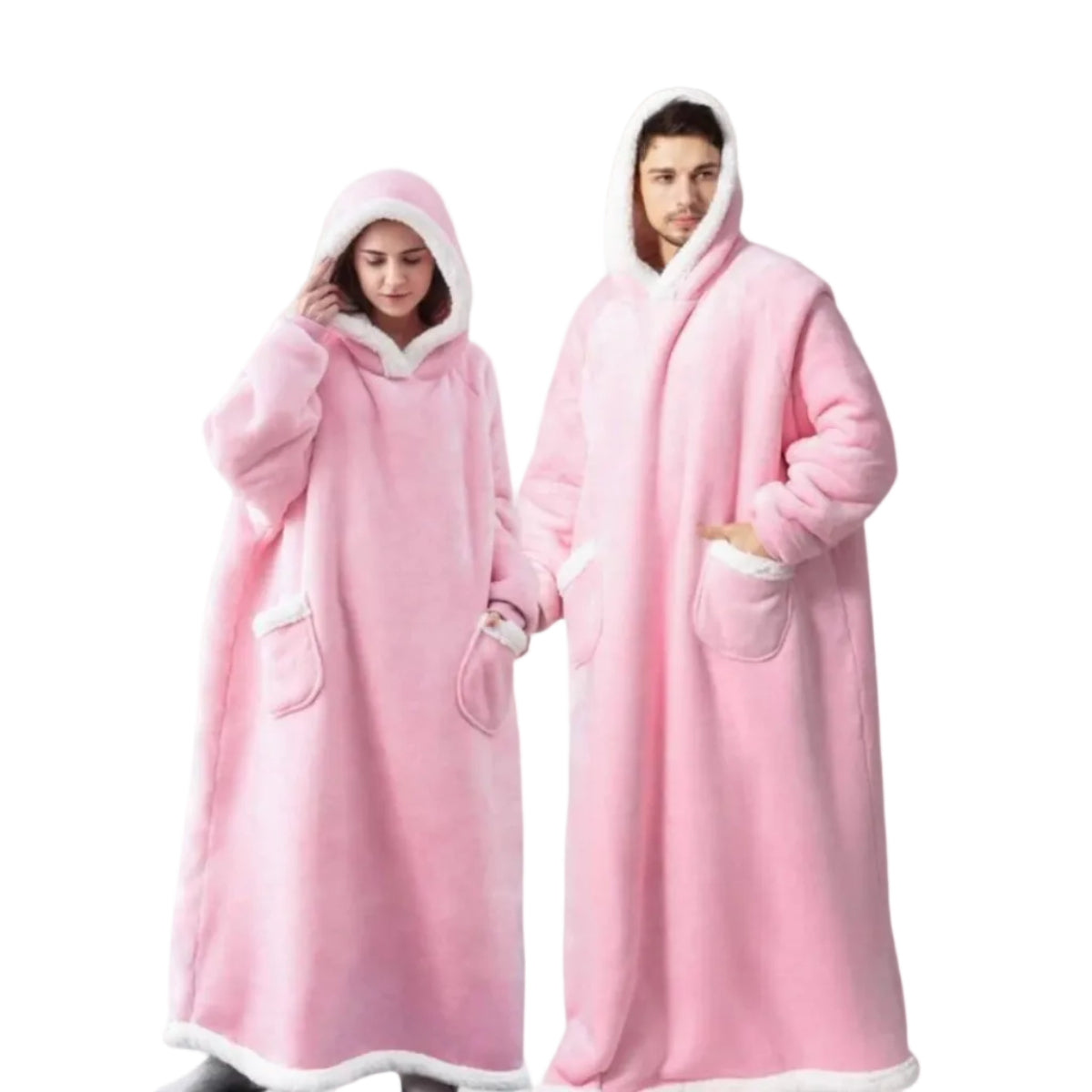 Hoodie Tæppe Oversized Sherpa Fleece Mikrofleece Hættetrøje | Bruna