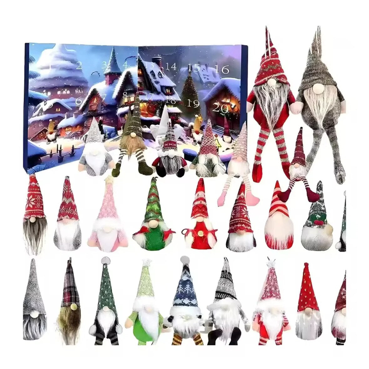 Farverig adventskalender med 24 unikke Wichtel-figurer | NisseAdvent