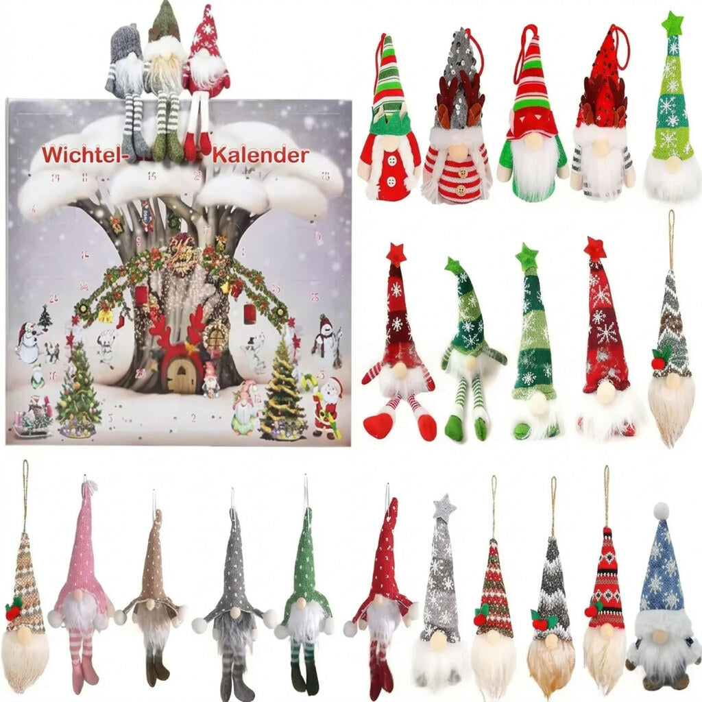 Farverig adventskalender med 24 unikke Wichtel-figurer | NisseAdvent