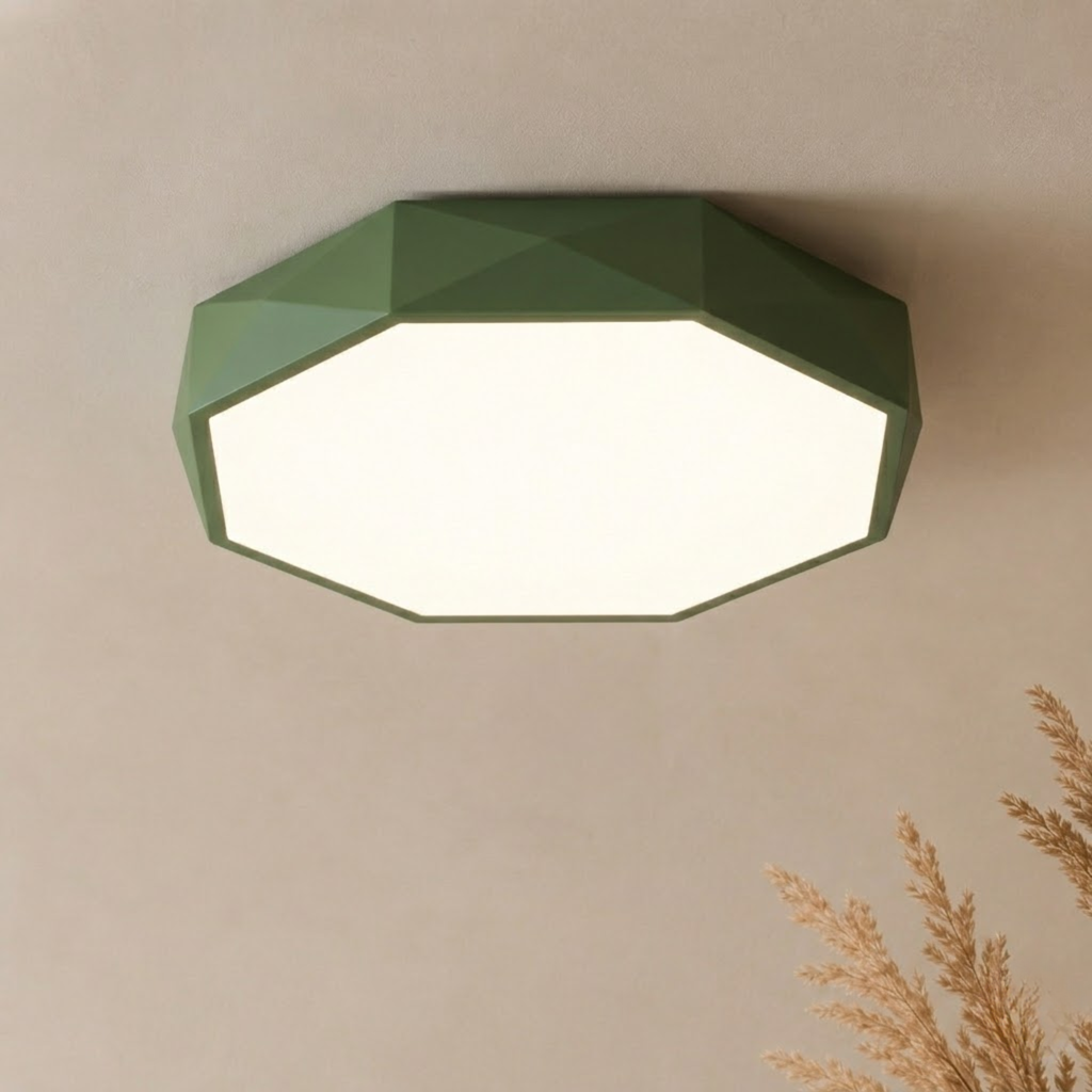 Geometrisk LED loftlampe med integreret lys fladt ottekantet design | Yvette