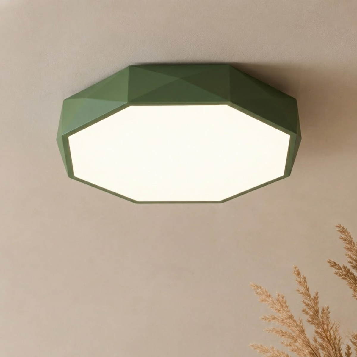 Geometrisk LED loftlampe med integreret lys fladt ottekantet design | Yvette