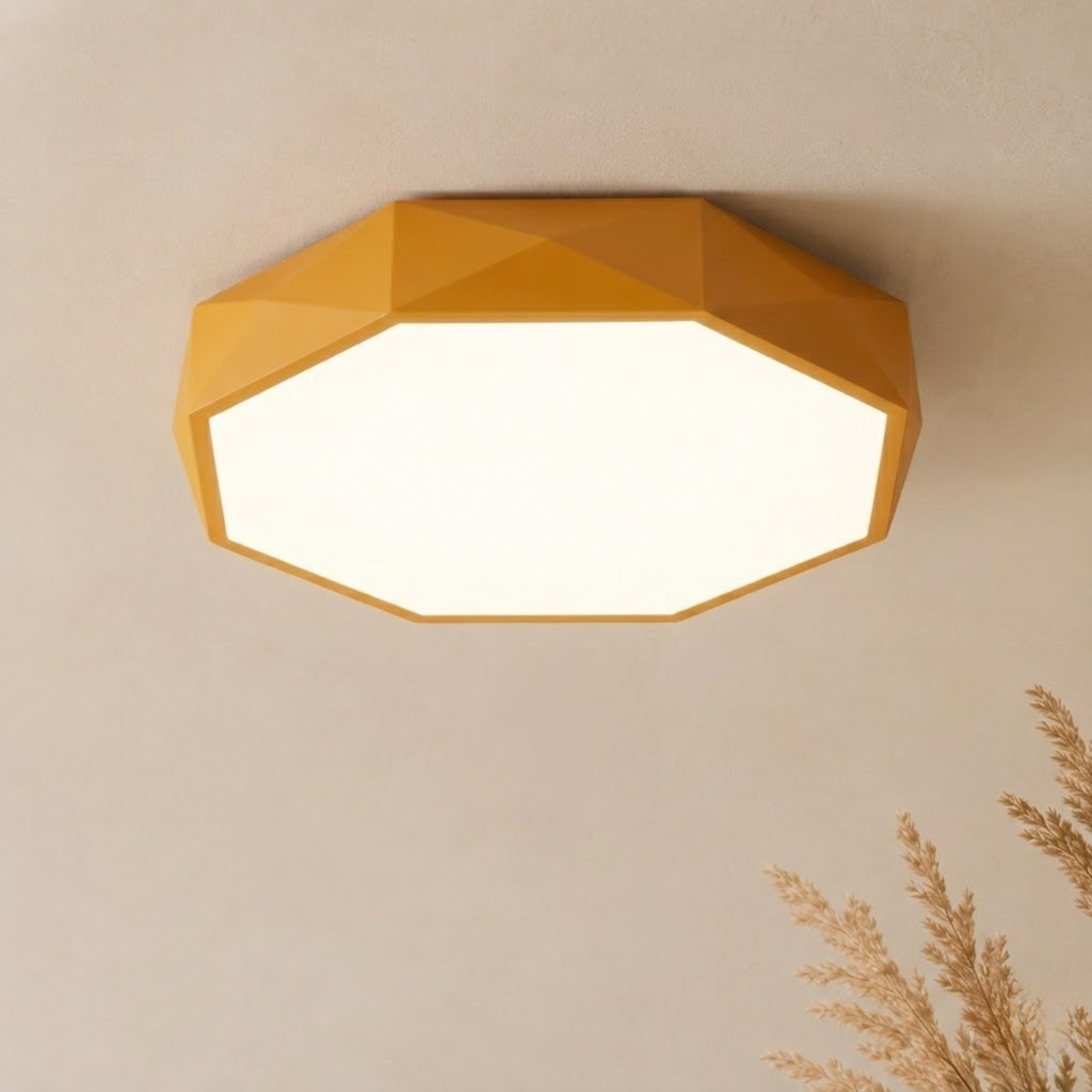 Geometrisk LED loftlampe med integreret lys fladt ottekantet design | Yvette