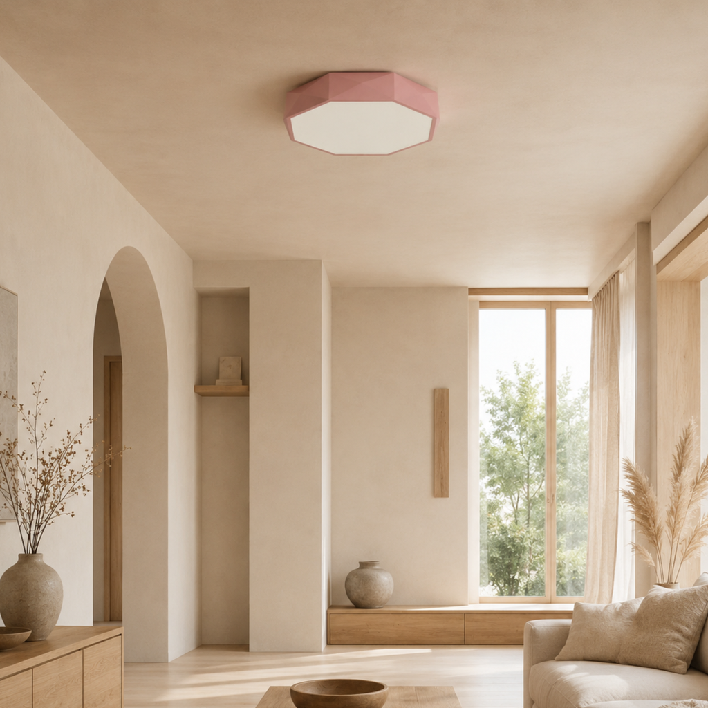 Geometrisk LED loftlampe med integreret lys fladt ottekantet design | Yvette