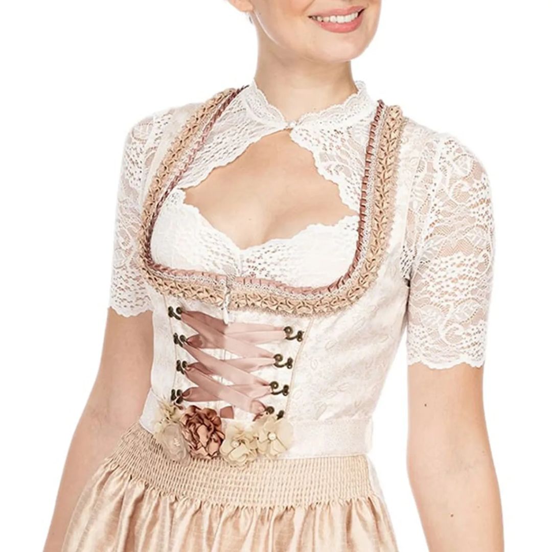 Dirndl Bluse Blonde Cropped Hjerteudskæring Oktoberfest Dame | Arianna
