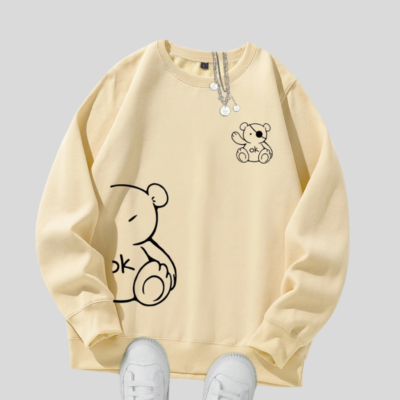 CatLine Unisex Sweater med Katteprint – Oversized Trøje i Casual Stil