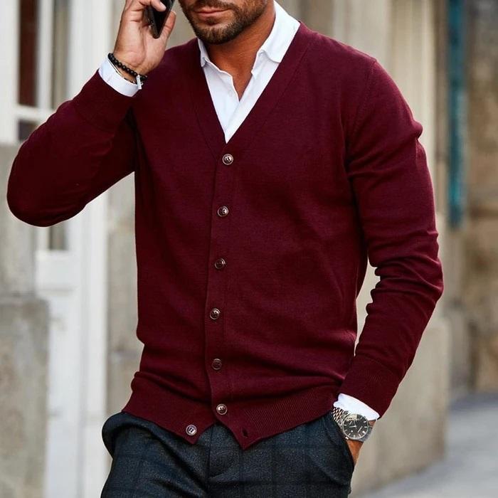 Cardigan V-hals Med Knapper Elegant Komfort | Norvik