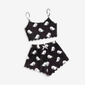 Halloween Pyjamassæt Dame Cropped Top Shorts Græskar Skelet | Celestina