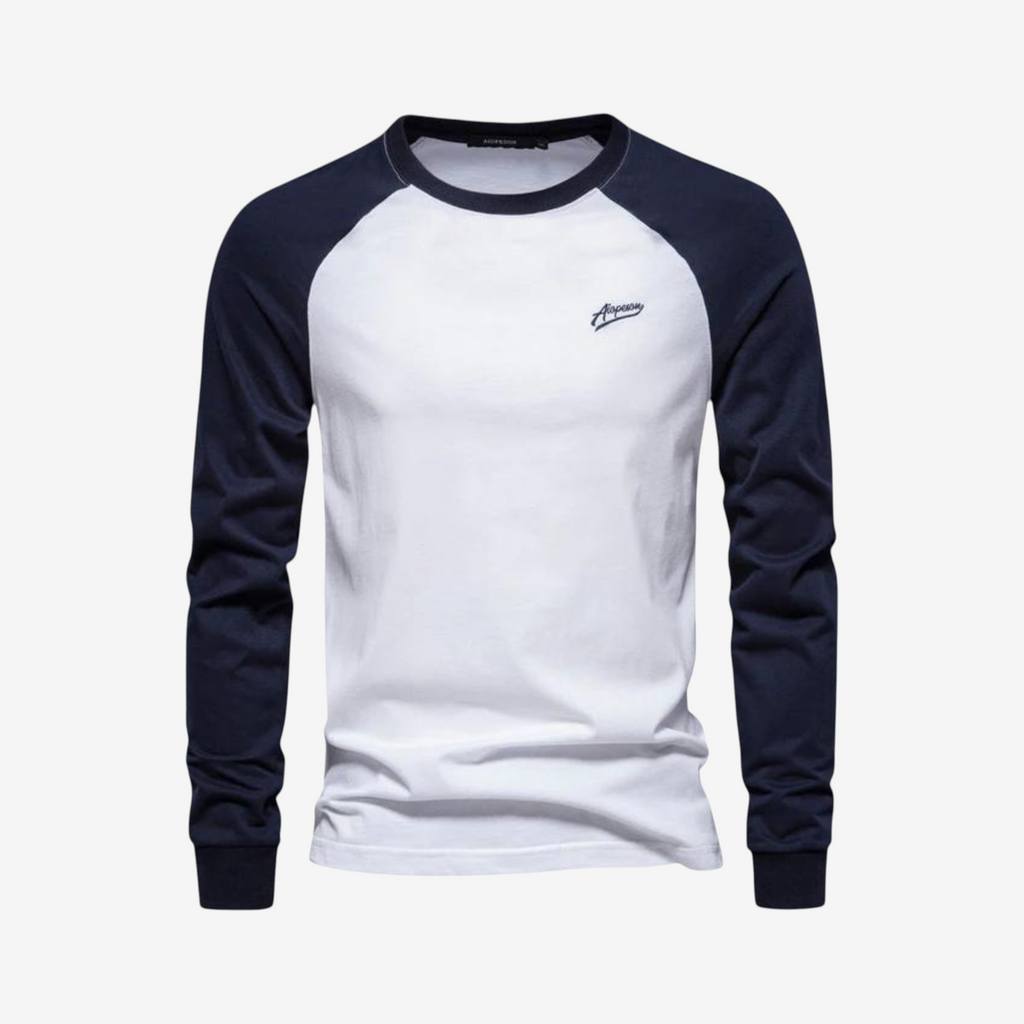 Langærmet herre T-shirt med raglanærmer rund hals og regular fit | Bastien