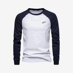 Langærmet herre T-shirt med raglanærmer rund hals og regular fit | Bastien
