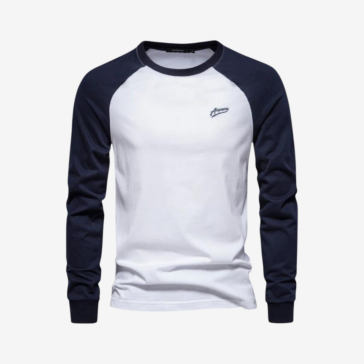 Langærmet herre T-shirt med raglanærmer rund hals og regular fit | Bastien