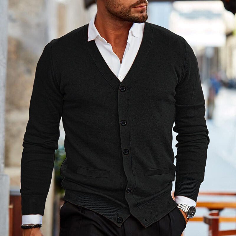 Cardigan V-hals Med Knapper Elegant Komfort | Norvik