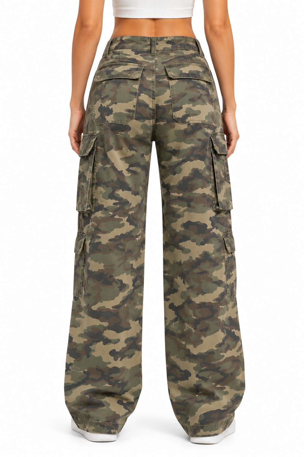 Camouflage cargojeans til kvinder med stretch-talje og afslappet hverdagsdesign | Honorine