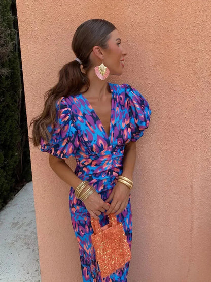 Midikjole Farverigt Print Sommerstil | Falken