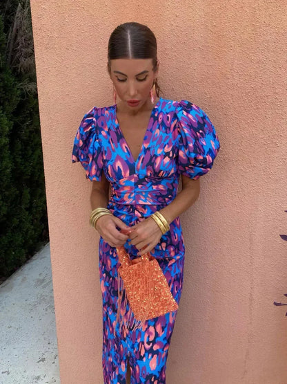 Midikjole Farverigt Print Sommerstil | Falken