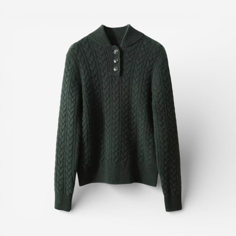 Striktrøje Knaplukning Slim Fit Strik Komfort | Elvarn