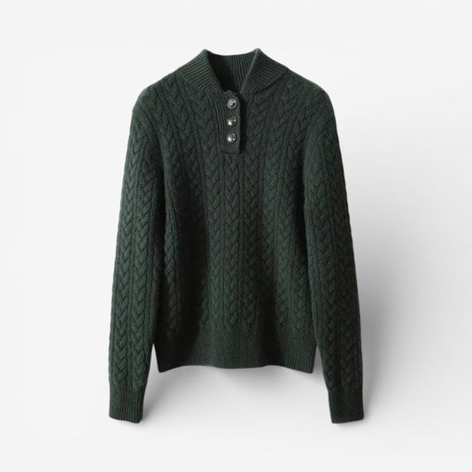 Striktrøje Knaplukning Slim Fit Strik Komfort | Elvarn