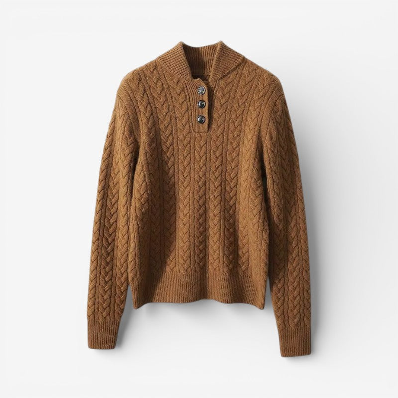 Striktrøje Knaplukning Slim Fit Strik Komfort | Elvarn