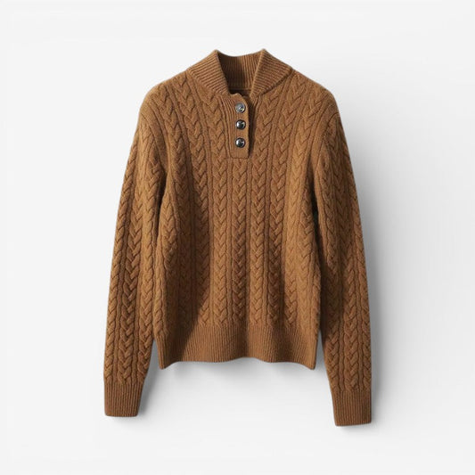 Striktrøje Knaplukning Slim Fit Strik Komfort | Elvarn