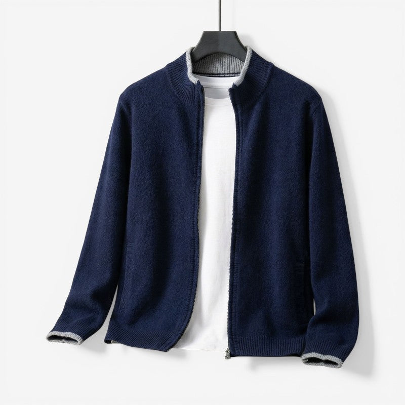 Sweater slim fit uld lynlås daglig | Santoro