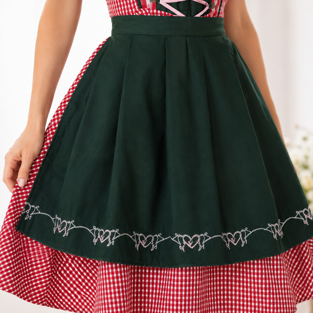 Dirndl-sæt til kvinder med ternede seler bluse nederdel Oktoberfest | Mathilde