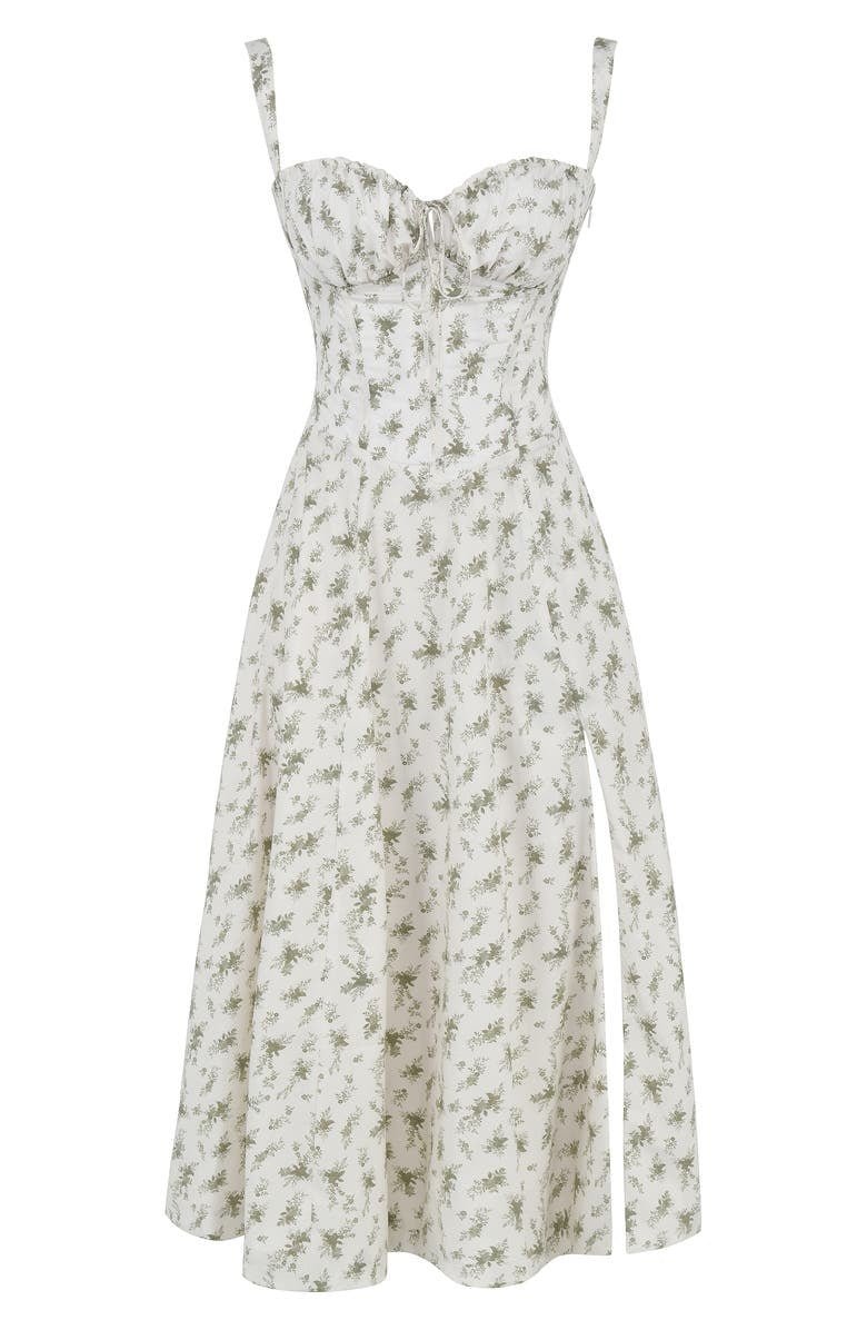 Midi damekjole med blomsterprint og justerbare stropper – Floravienne