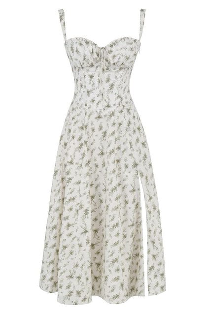 Midi damekjole med blomsterprint og justerbare stropper – Floravienne