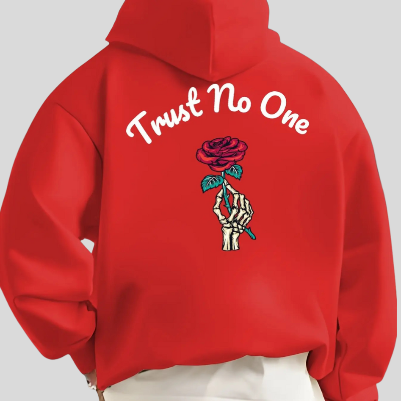 Oversized Hoodie Rose Print Blød Bomuldsblanding Streetwear Komfort | Rovix
