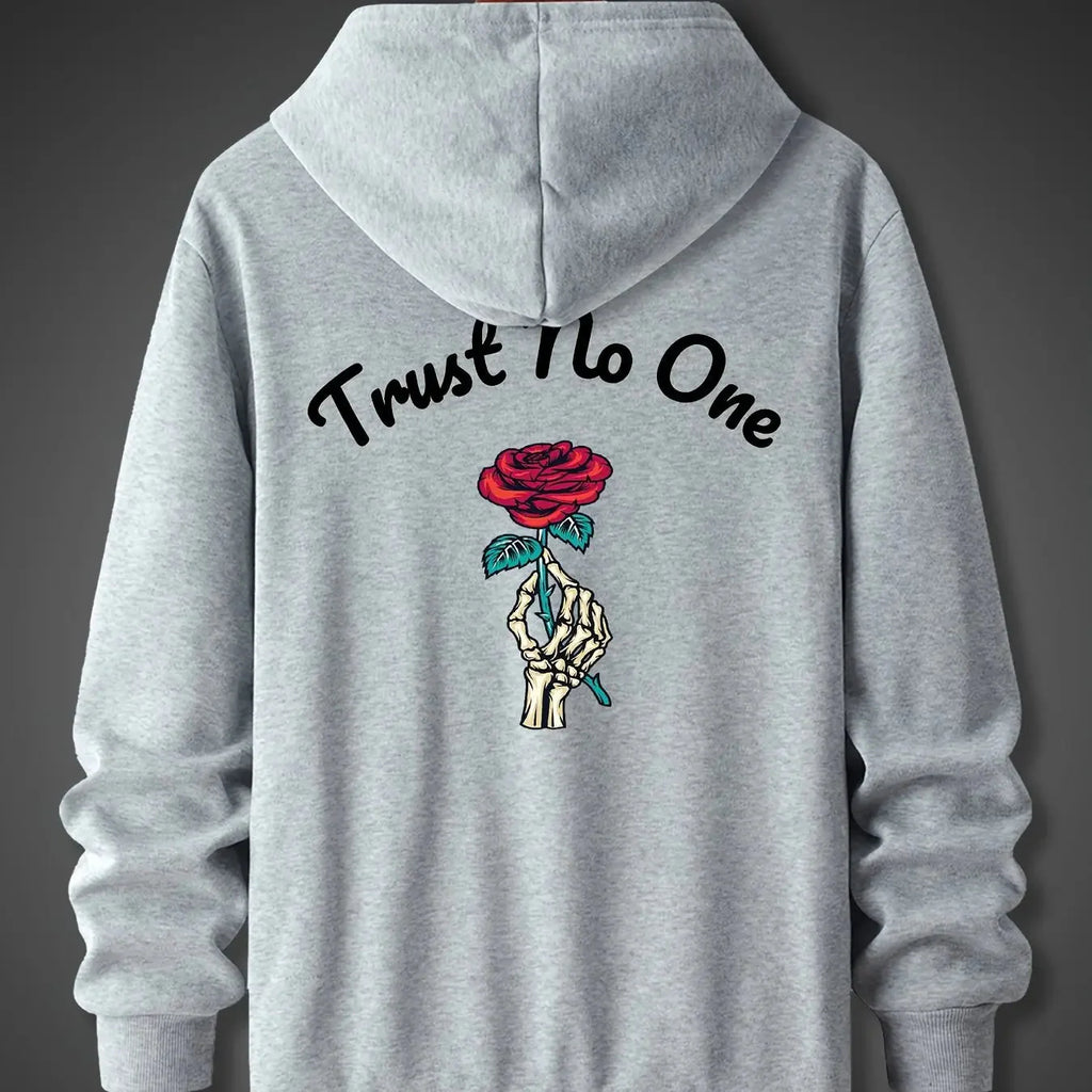 Oversized Hoodie Rose Print Blød Bomuldsblanding Streetwear Komfort | Rovix