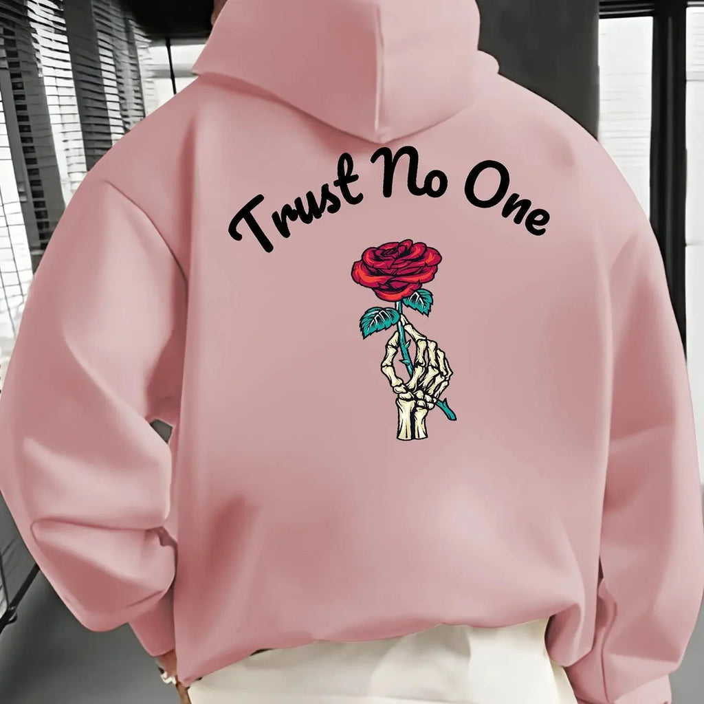Oversized Hoodie Rose Print Blød Bomuldsblanding Streetwear Komfort | Rovix