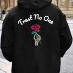 Oversized Hoodie Rose Print Blød Bomuldsblanding Streetwear Komfort | Rovix