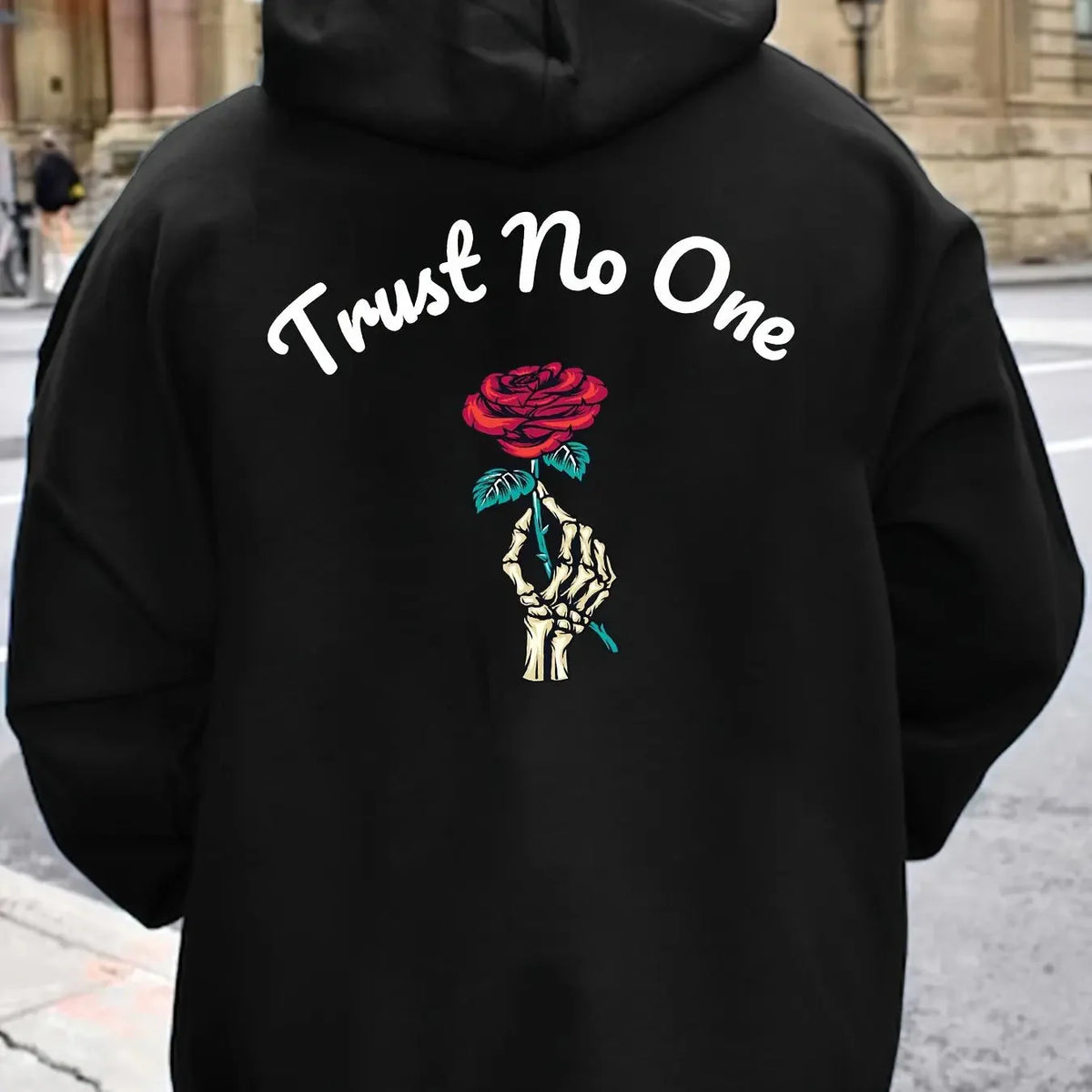 Oversized Hoodie Rose Print Blød Bomuldsblanding Streetwear Komfort | Rovix