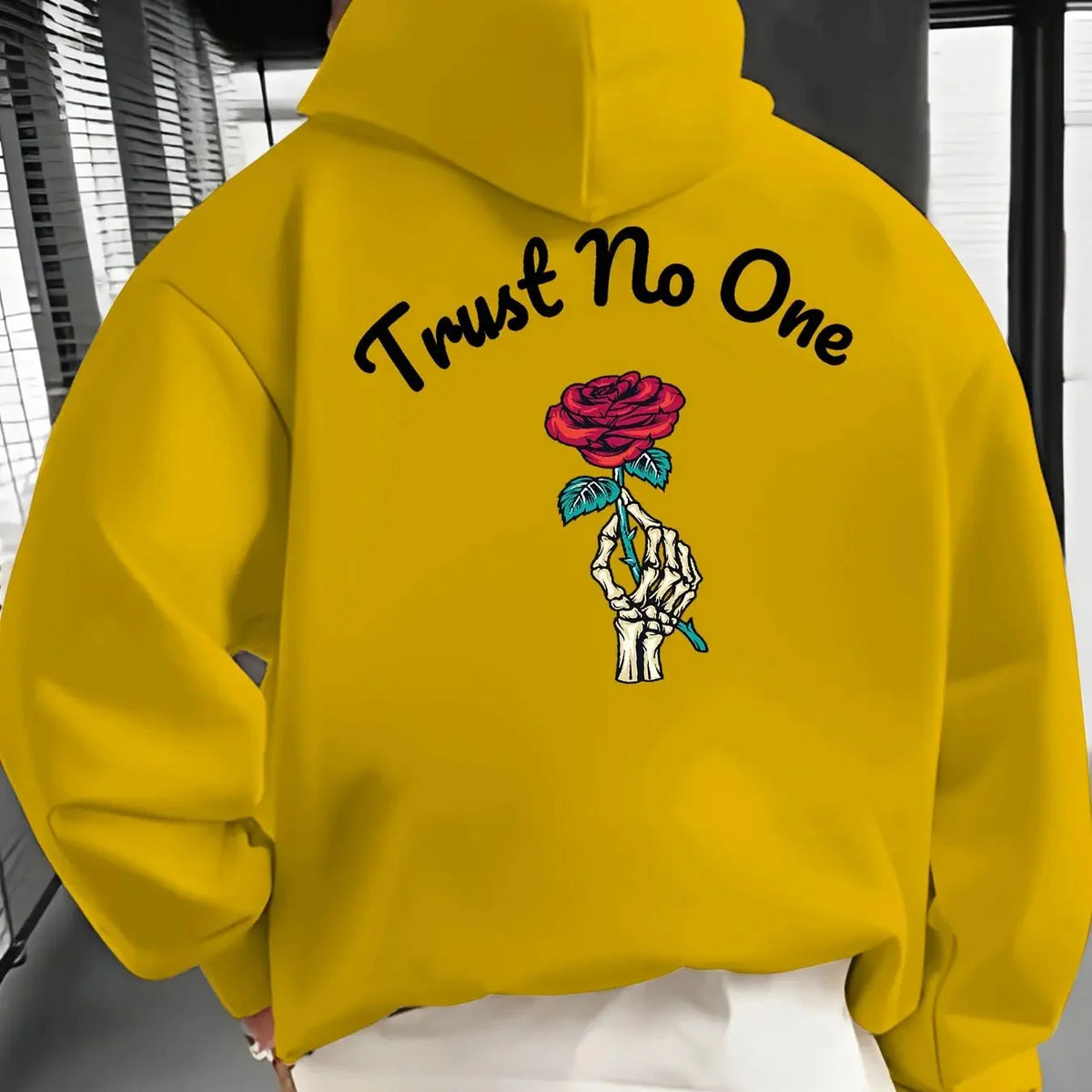 Oversized Hoodie Rose Print Blød Bomuldsblanding Streetwear Komfort | Rovix