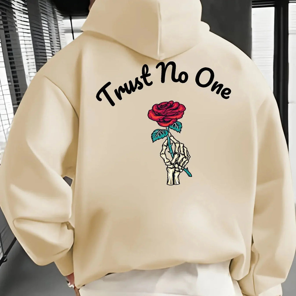 Oversized Hoodie Rose Print Blød Bomuldsblanding Streetwear Komfort | Rovix
