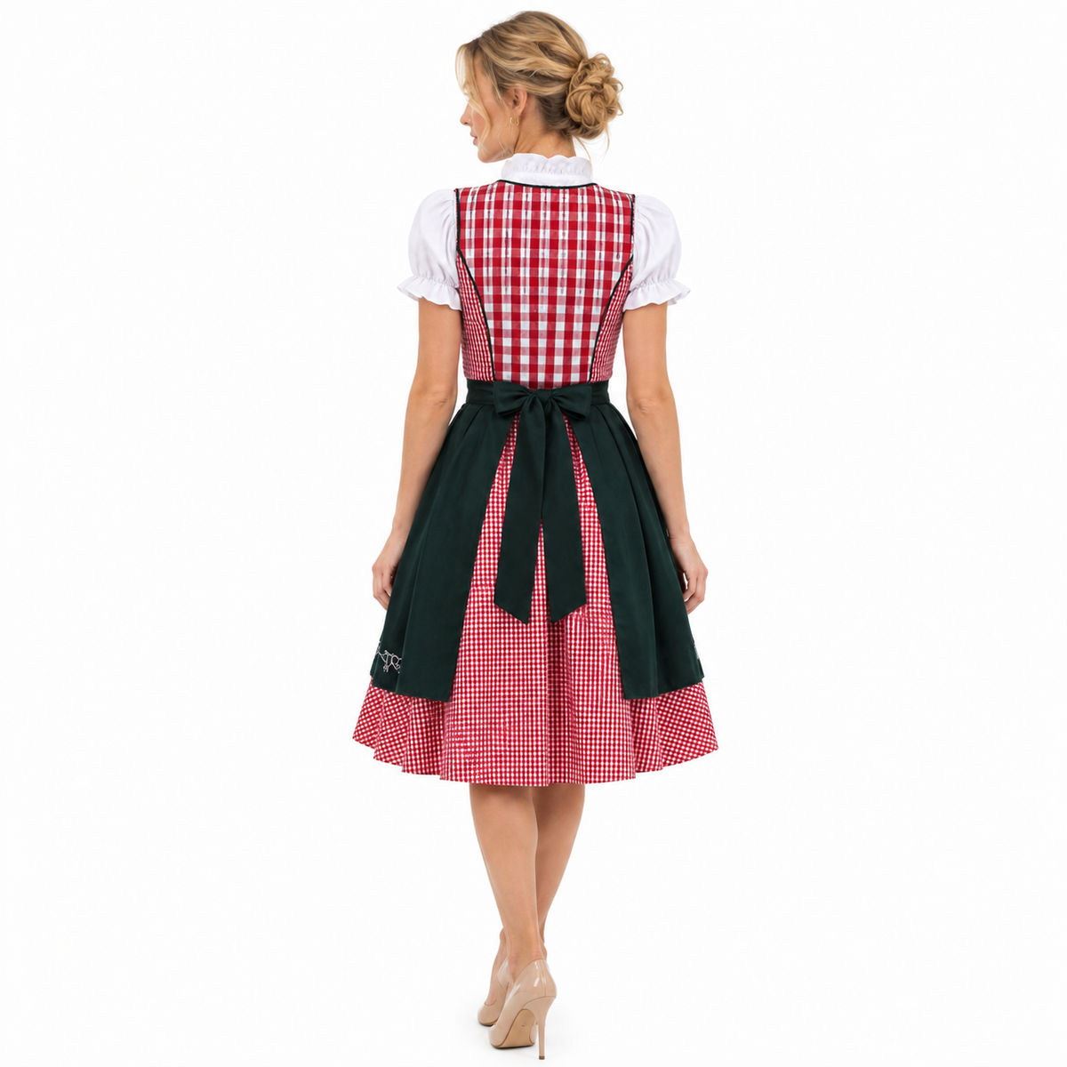 Dirndl-sæt til kvinder med ternede seler bluse nederdel Oktoberfest | Mathilde