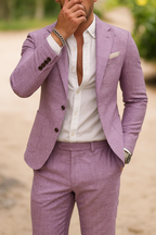 Alviro Senn Herre Linned Sæt Sommer Slim Fit Elegant Åndbart