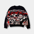 Strik Sweater Oversized Pasform Grafisk Design Blød Kvalitet | Norvyn