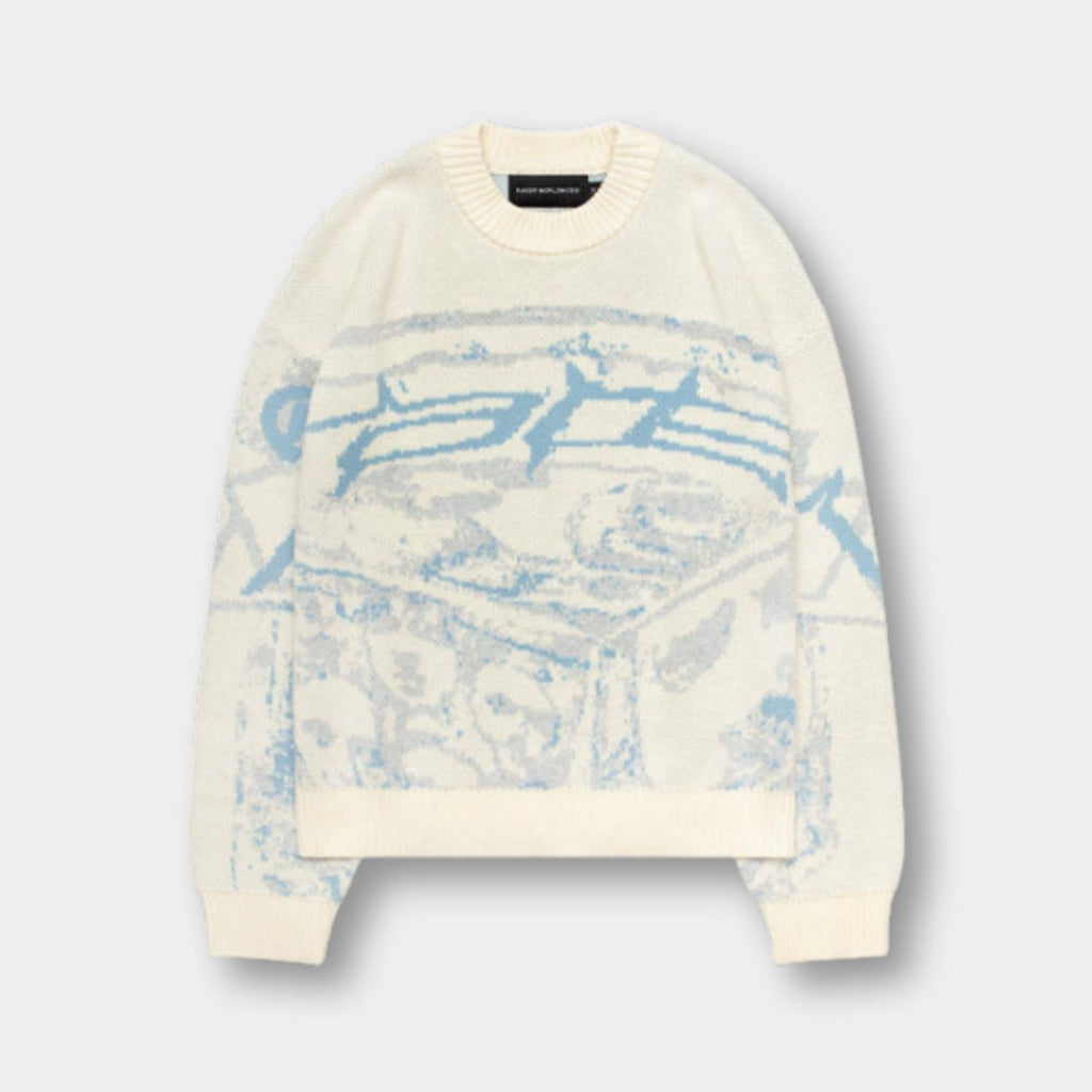 Strik Sweater Oversized Pasform Grafisk Design Blød Kvalitet | Norvyn