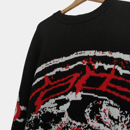 Strik Sweater Oversized Pasform Grafisk Design Blød Kvalitet | Norvyn