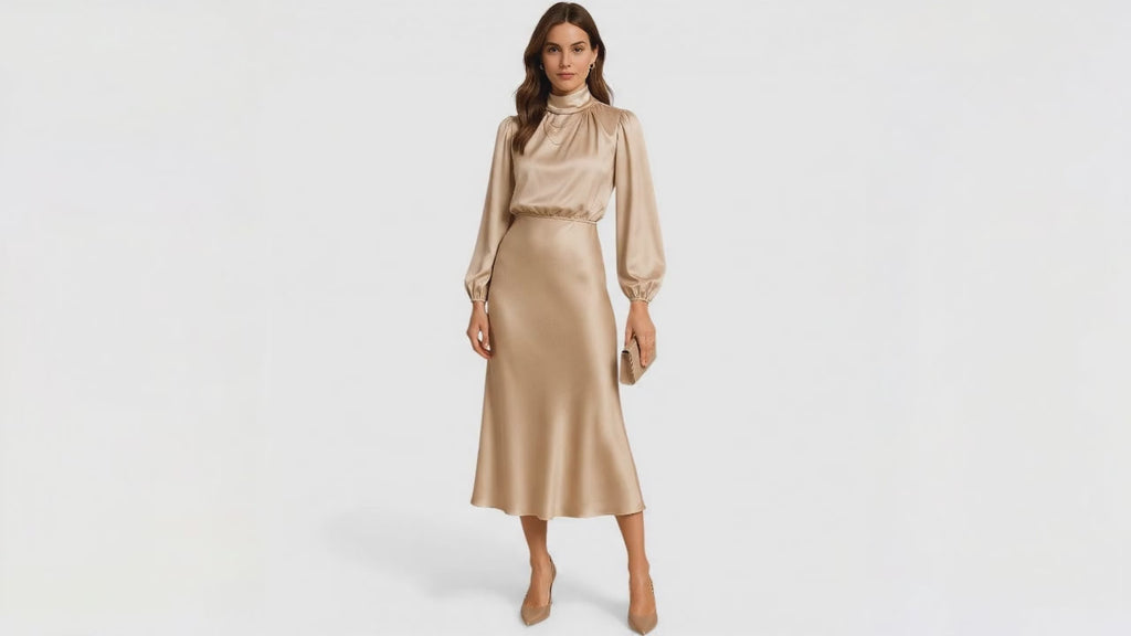 Kjole Satin Wrap Ståkrave Elegant Komfort | Lucena