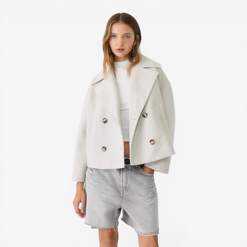 Cropped Jakke Dobbeltknap Polyester Casual | Marvello