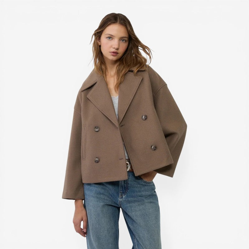 Cropped Jakke Dobbeltknap Polyester Casual | Marvello