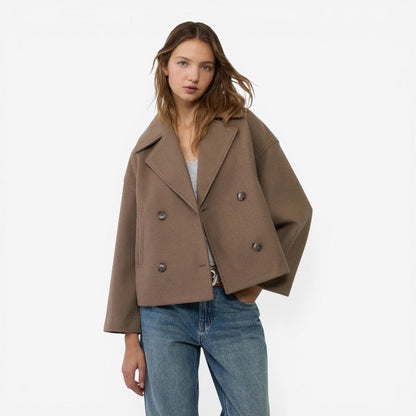 Cropped Jakke Dobbeltknap Polyester Casual | Marvello