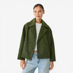 Cropped Jakke Dobbeltknap Polyester Casual | Marvello