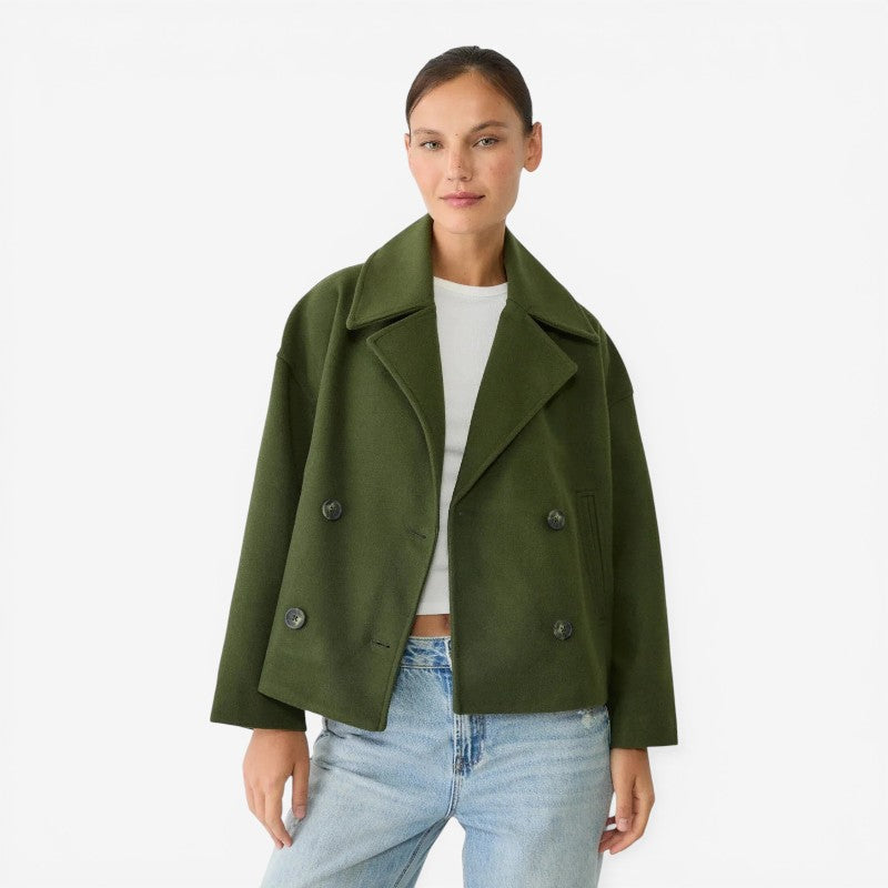 Cropped Jakke Dobbeltknap Polyester Casual | Marvello