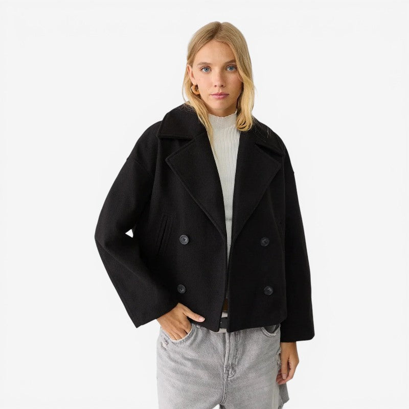 Cropped Jakke Dobbeltknap Polyester Casual | Marvello