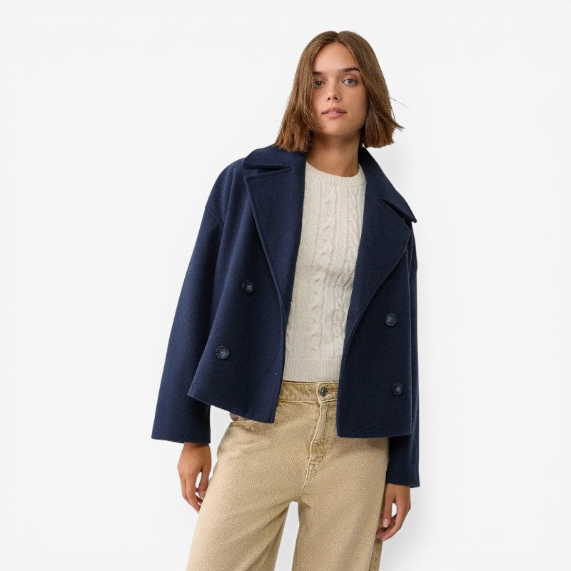 Cropped Jakke Dobbeltknap Polyester Casual | Marvello